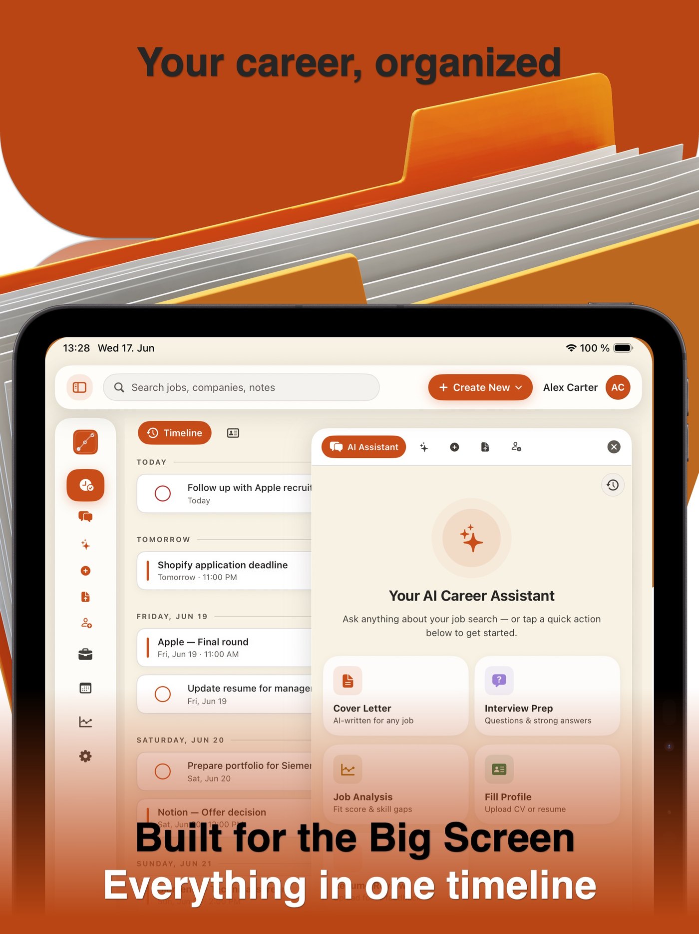 Careertimeline on iPad — built for the big screen